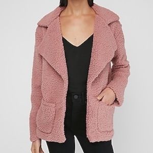 Express Cozy Teddy Jacket M/L Mauve Blush